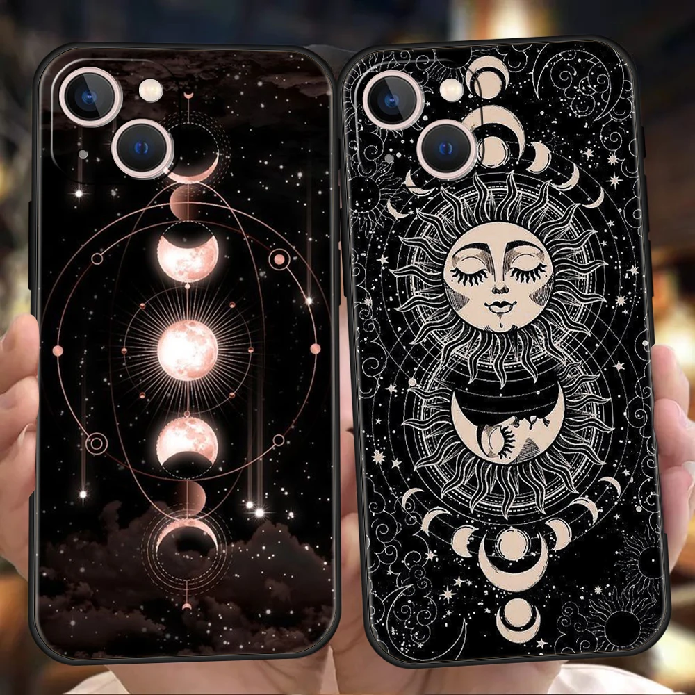 Suns Moons Clouds Astrological Phone Case Cover for iPhone 15 14 13 12 11 Pro Max 7 8 Plus XR XS X 13 Mini Silicone Shell Capas