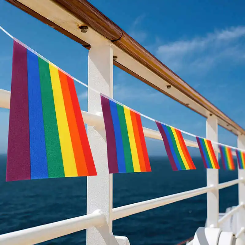 20PCS Rainbow LGBT Flag Gay Pride Bunting Banners 14x21cm Hang String Colorful Printed Homosexual Flags Home Party Decoration