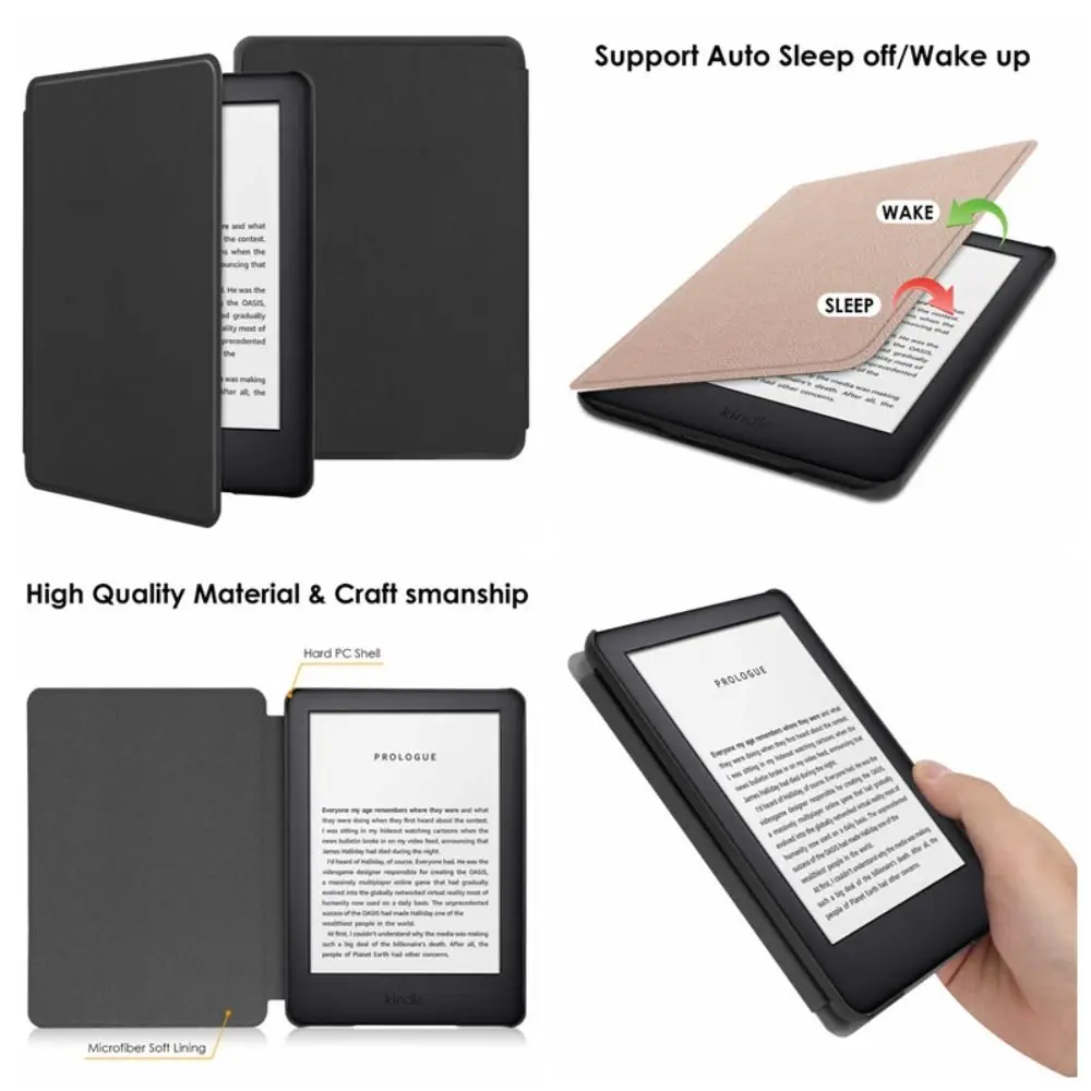 Premium 6 Inch E-Reader Case Auto Sleep/Wake Anti-fall Folio Cover Shockproof Leather Back Cover for Kindle Voyage