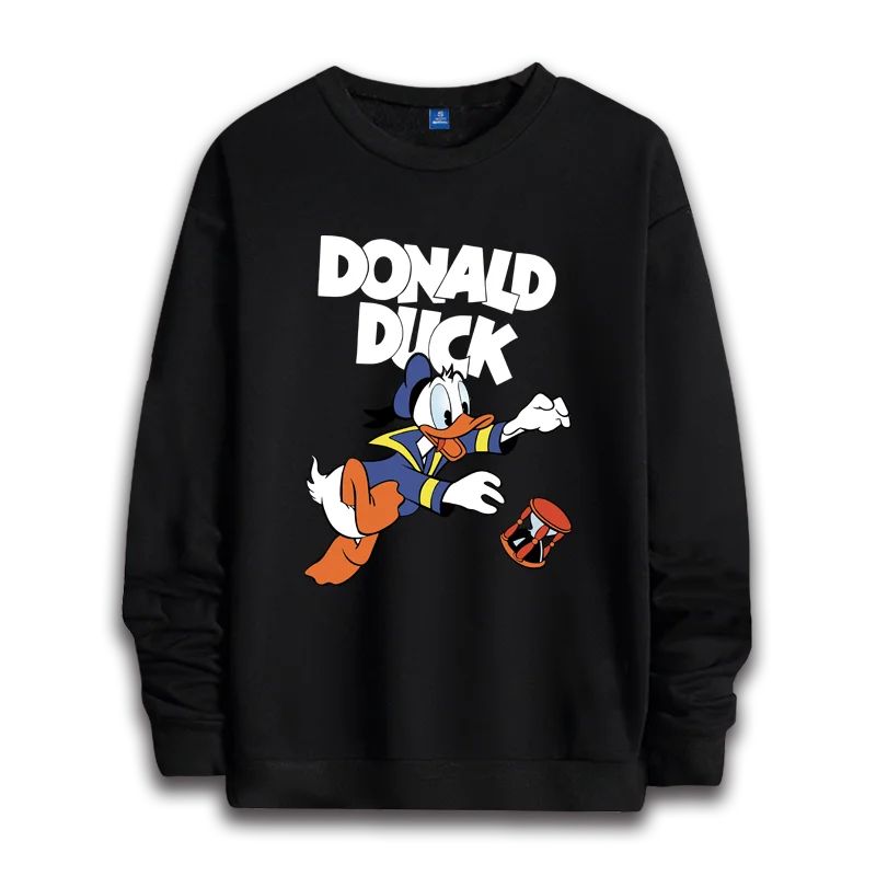 Donald Duck cartoon hoodie women\'s round neck hoodie long sleeved top couple casual top couple round neck long sleeved hoodie