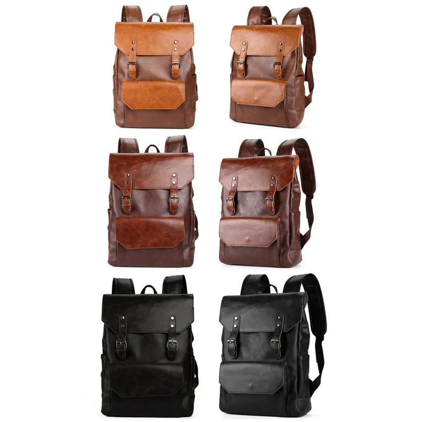 Vintage Männer Pu Leder Rucksäcke Reise paket Laptop Rucksack Schult aschen große Kapazität Rucksäcke Freizeit Handtaschen