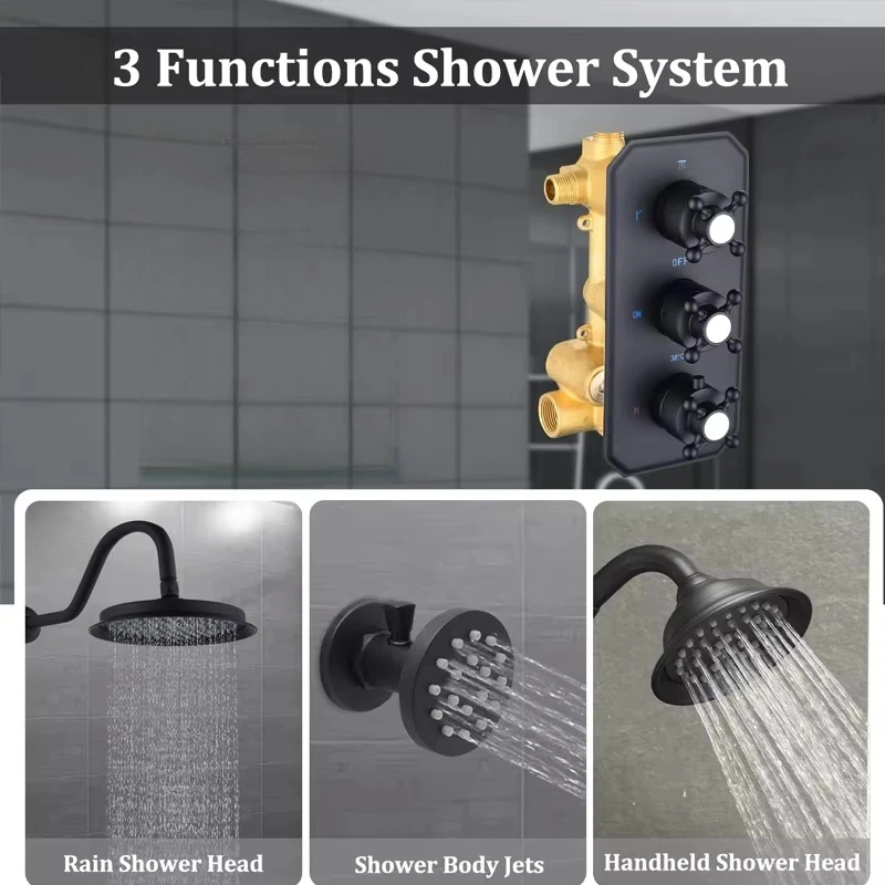 Badezimmer Wandmontage Warm- und Kaltwassermischer Ventil Messing Duscharmatur Set Wasserfall Verdeckte Mischer Duschsystem