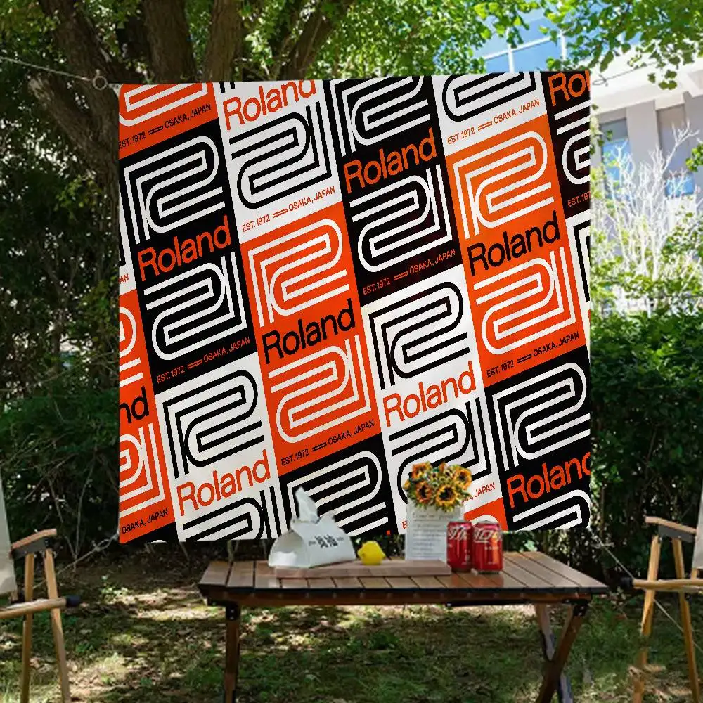R-Roland Logo Creative Pattern Hanging Flag Polyester Printed Banner Hand Pulled Flag