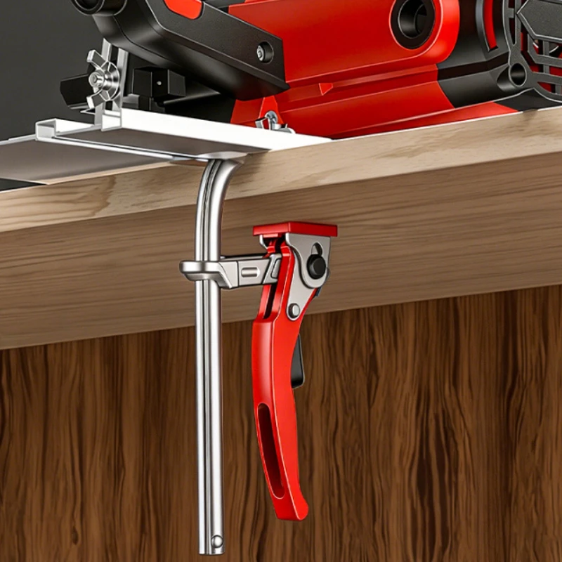 Quick Release Ratchet Guide Rail Clamp Carpenter F Clamp Heavy Duty Track Clamp with Anti-Slip Pad for MFT Table & Guide Rail