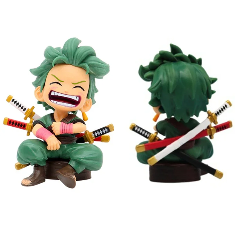 원피스 만화 애니메이션 데스크탑 자동차 장식품 Luffy Zoro Sitting Q 버전 트렌디 액션 피규어 컬렉션 선물