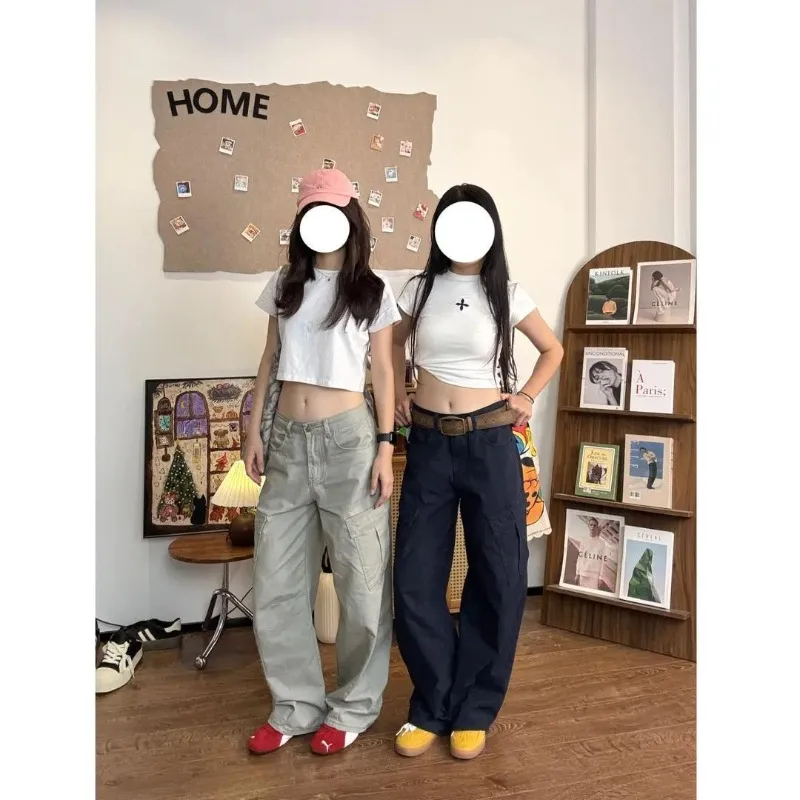 2026Summer Thin American Retro Multi-pocket Overalls Straight Loose and Versatile Casual Long Pants Can Be Worn By Men and Women