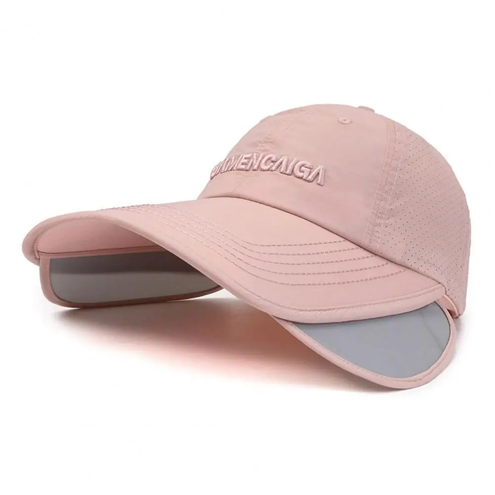 Women Hat Widened Brim Hollow Mesh Adjustable Circumference Ponytail Hole Gardening Travel Sun Cap