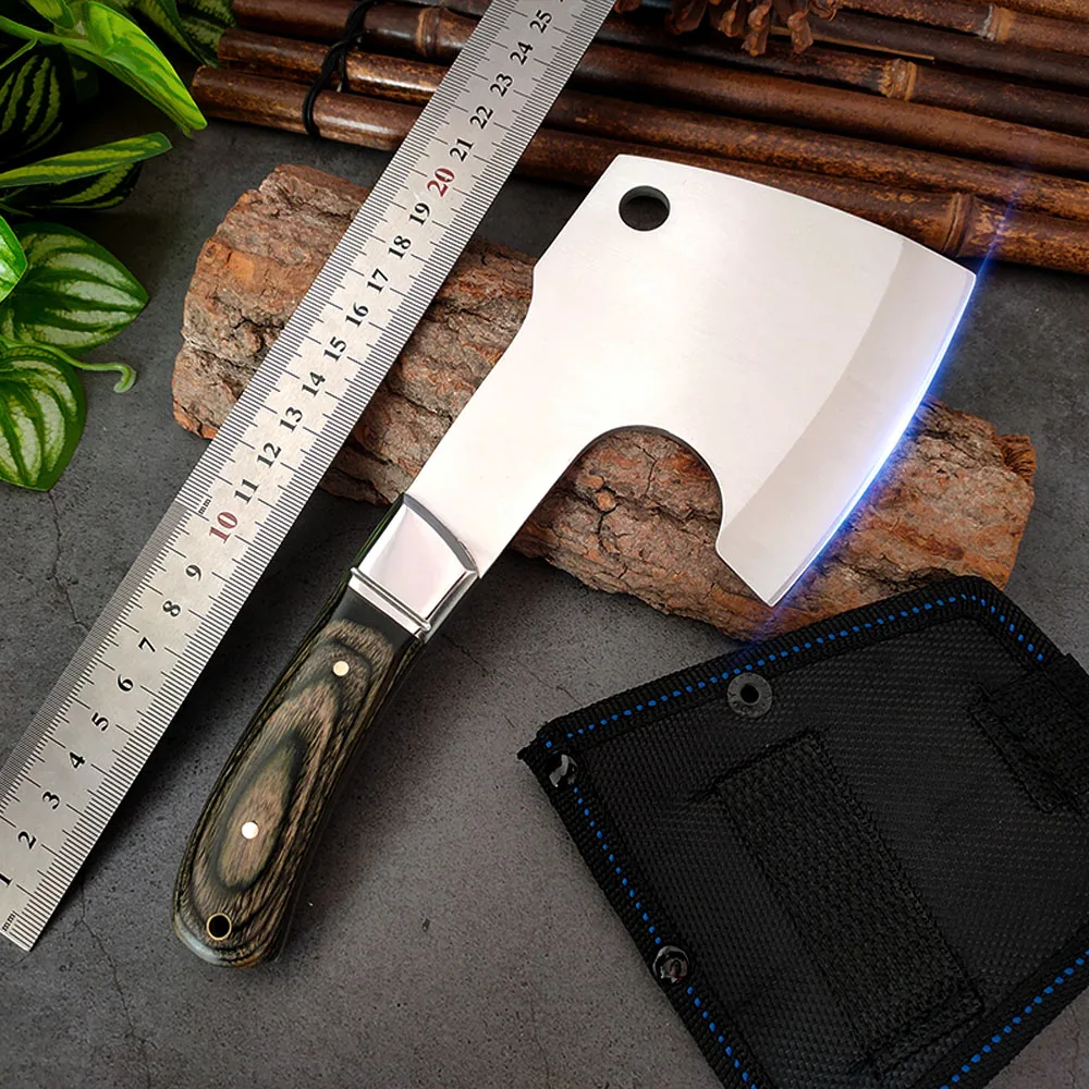 Hand Forged Blade Chop Bone Axe Knife Meat Cleaver Wooden Handle Kitchen Knives Chopping Vegebales Mini Axe High Stainless Steel