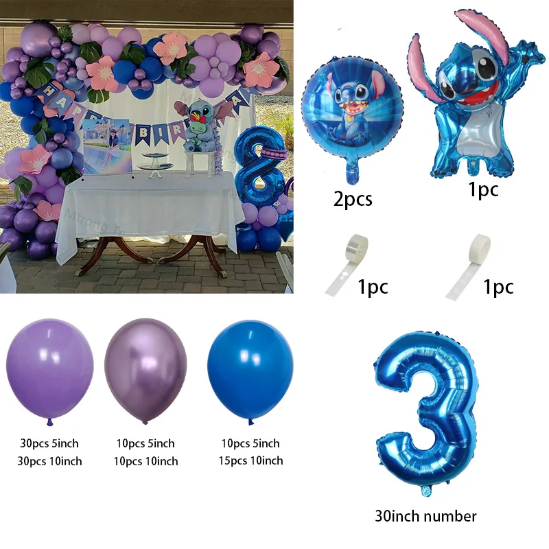 Lilo Stitch Arch Kit Garland Foil Hélio Balão, Brinquedos infláveis, Baby Shower, Decorações de aniversário, Air Globos, 1 Conjunto