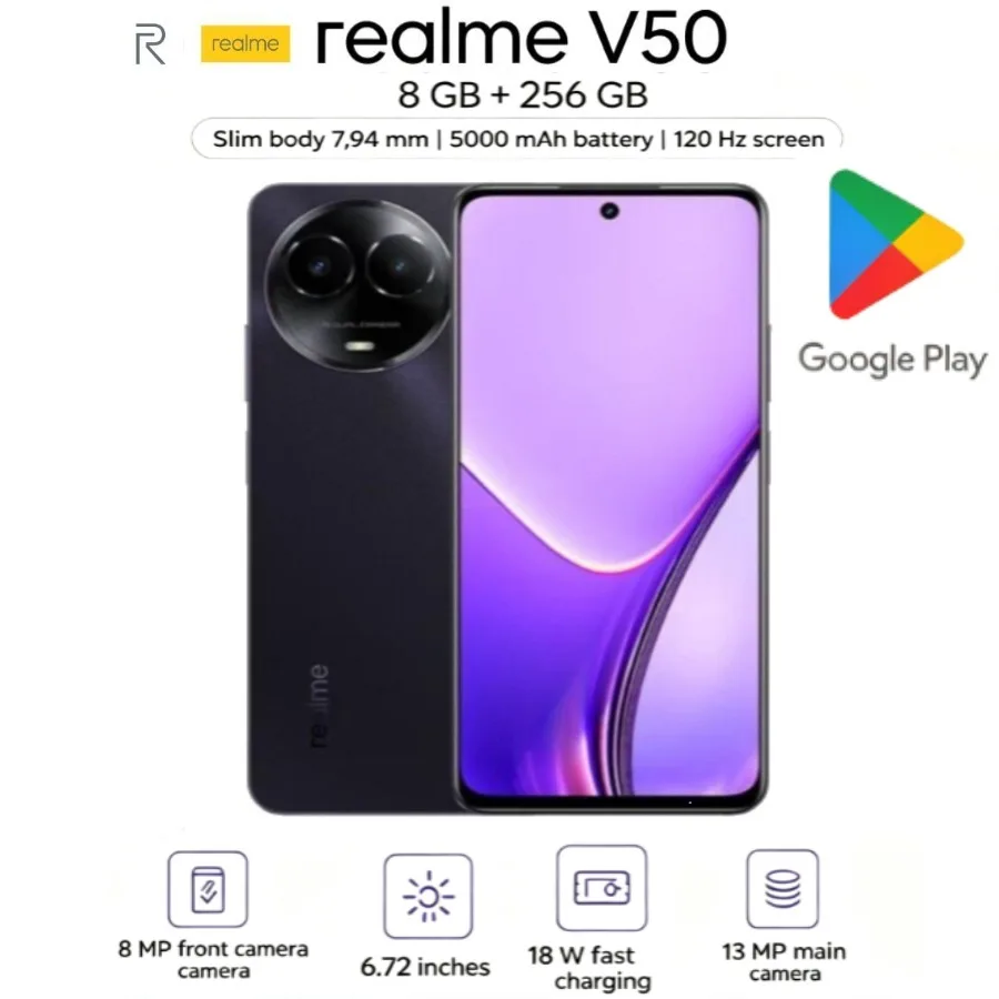 Realme V50 5G Phone 8+256GB 6.72' 120Hz 5000mA Unlocked Android Cell Phone