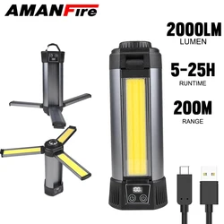 Amanfire SQ-G11 LED Work light 1000LM Range 1000M High Power Ultra Bright Camping Lawn Floodlight With Tripod Hook as Power Bank