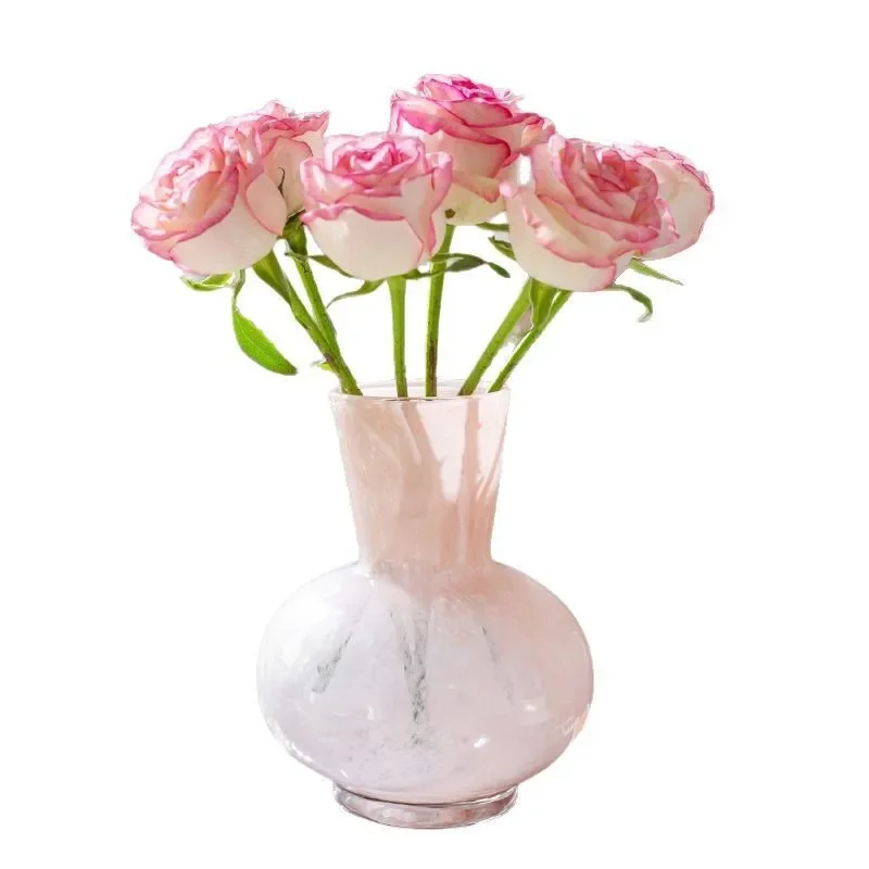 Cream wind ancient vase high-end glazed glass ornament light luxury flower arranger French decorative ornament