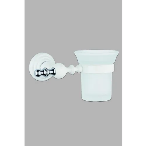 Palace Bathroom Artemis White Chrome Brush Holder