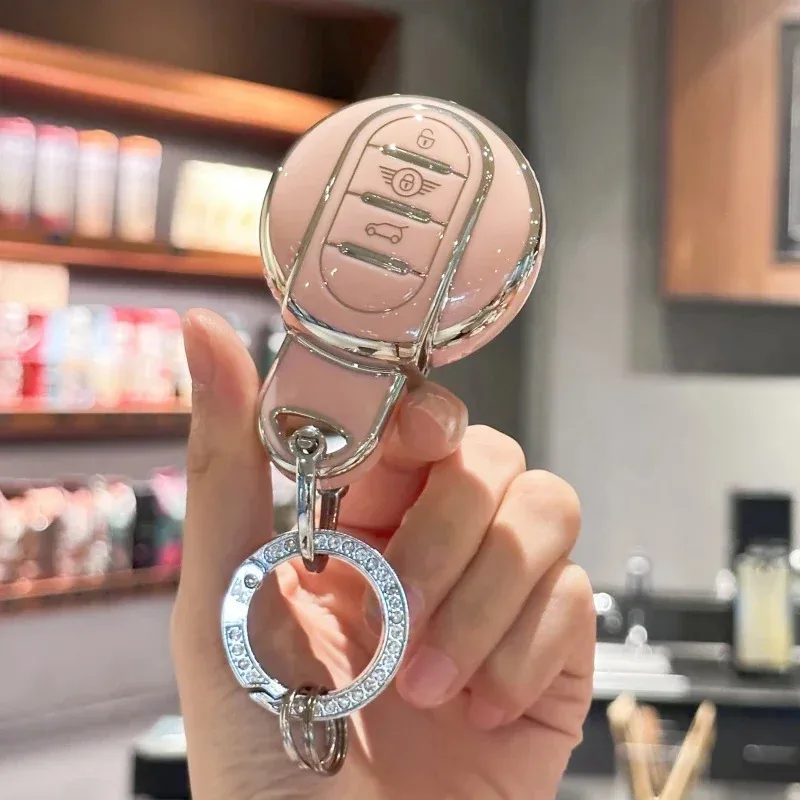 

Чехол для ключей с блестящим ремешком для ключей для BMW MINI Cooper F54 Clubman F56 F55 F57 F60 Countryman, 3-кнопочный чехол для смарт-ключа