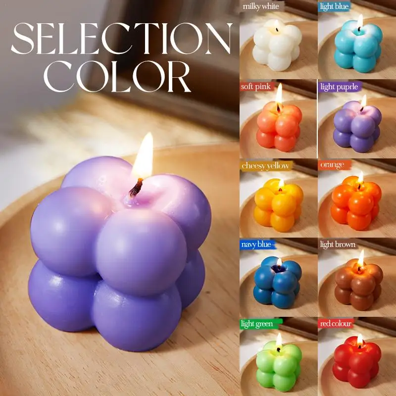 

Ins Bubble Cube Shaped Candle Handmade Scented Candle Aromatherapy Soy Wax Candle Home Decoration Wedding Birthday Party Candles