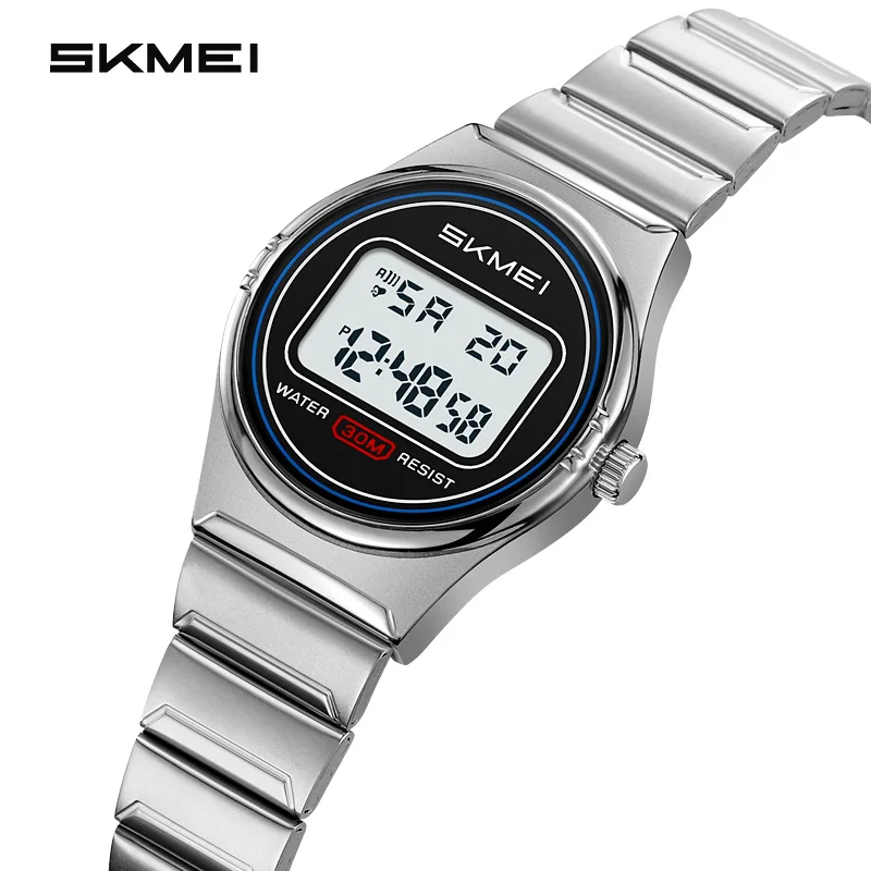 SKMEI 2338 Waterproof Sports Ladies Electronics Watch Dial Digital Stainless Steel Wristwatches Women Top Brands Luxury Watches