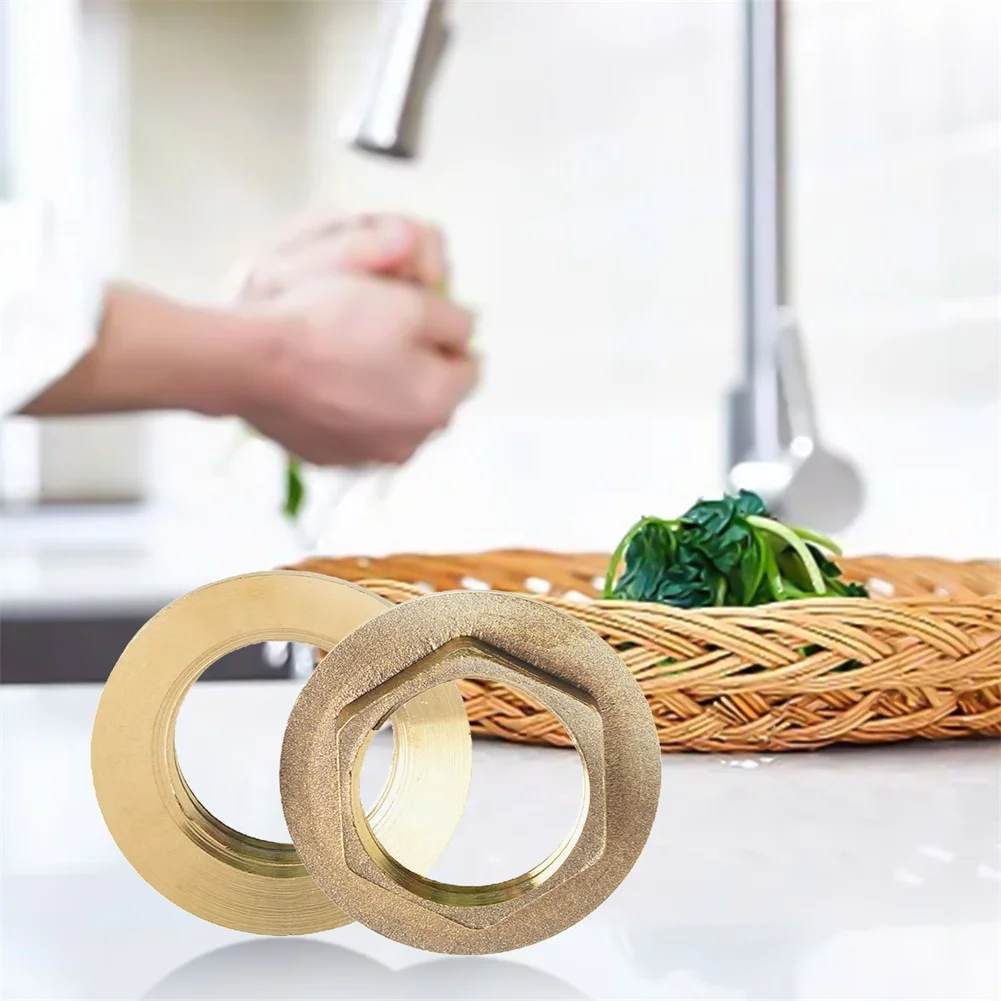 

6pcs Gold Brass G1/2 Flange Hex Back Nuts For Tap Installation Pipe Connection For Faucet Repair Bathroom Plumbing Fixtures