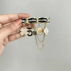 luxury designer jewelry Chain brooches pearl pin coat accessories brooches for women's clothing free shipping