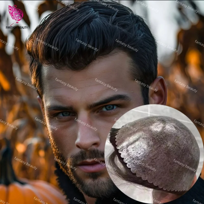 

Распродажа — черный мужской протез для волос 0,1-0,12 мм, парики для инъекционной кожи для мужчин, плотность 110%-130%, v-образная петля, микро, полная основа из искусственной кожи, мужской парик