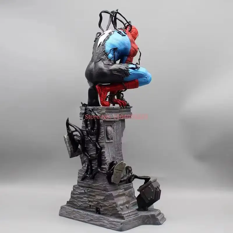 38 cm Marvel Spider Man Venom Symbiosis Action-figuren Hocken Position Leuchtende Modell Anime Peripherie Dekor Figur Ornament