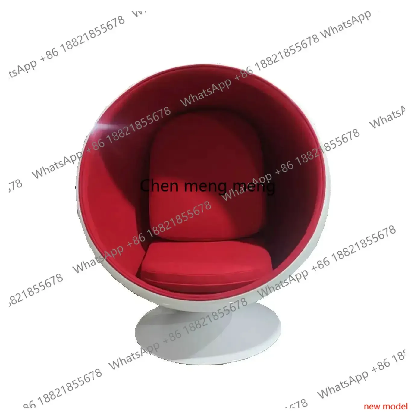 N138l Luxury n Design Fiberglass Genuine Leather Swivel Ball Chair Living Room ccent Chairs Cashmere Upholstered Lounge Chair