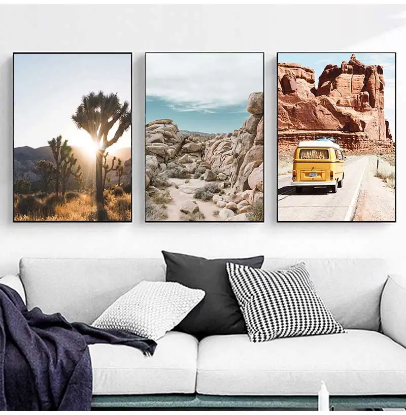 Print Canvas Painting Decorative Picture Home Decor Desert Cactus Canvas Poster Nordic Style Landscape Nature Tree Wall Art