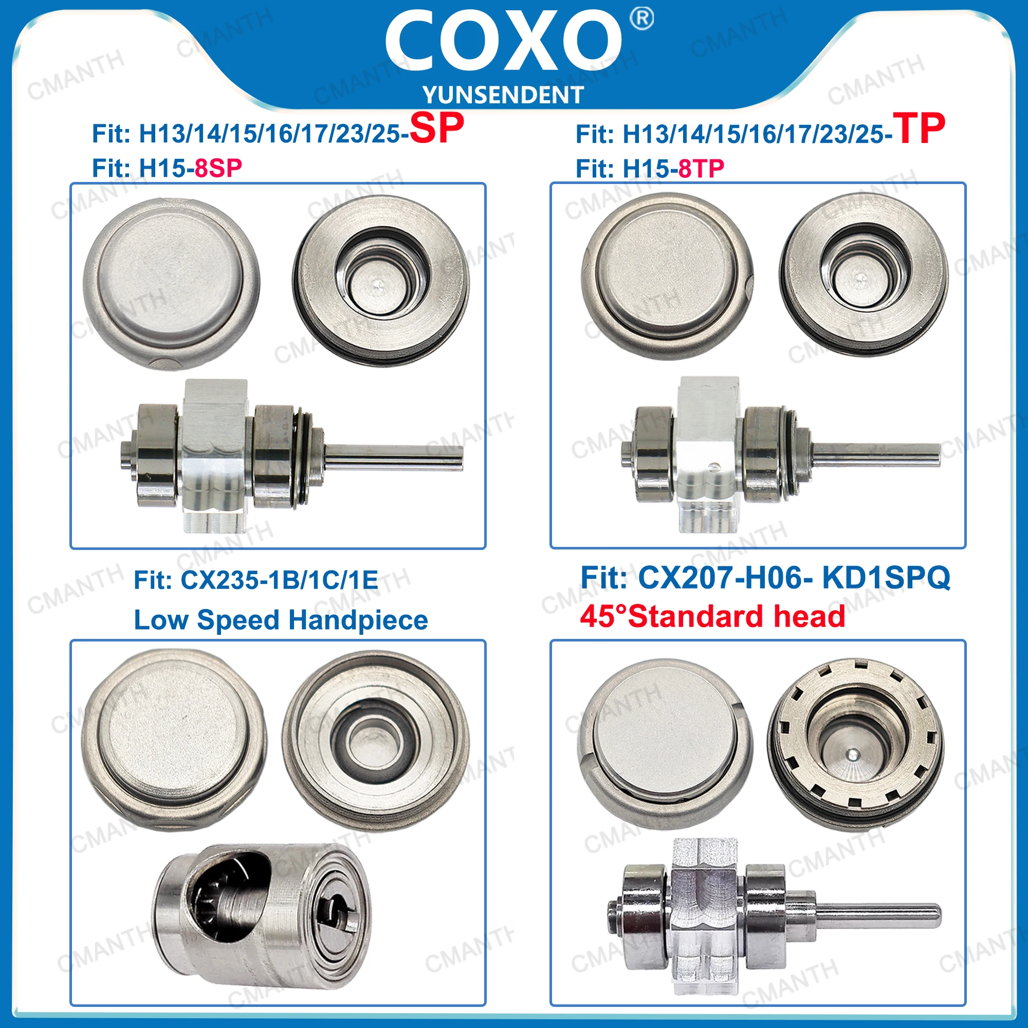 

COXO Dental Turbine Back Cap Cover Push Button Rotor Cartridge Fit COXO 45° High Speed Low Speed Handpiece Dentistry Accessories