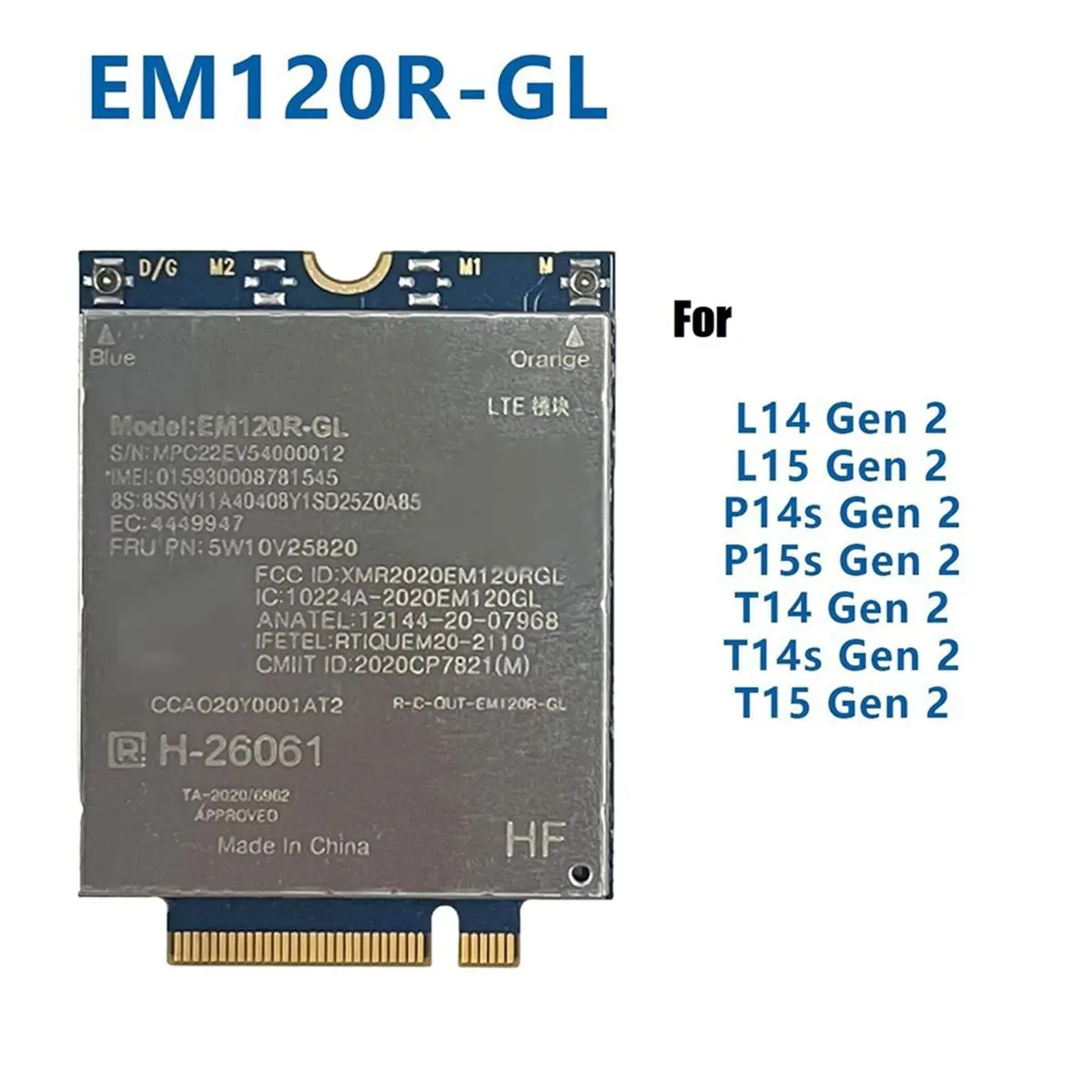 #28P (Random)EM120R-GL 4G Module+2X10DB Antenna for ThinkPad T14,Computer Accessories
