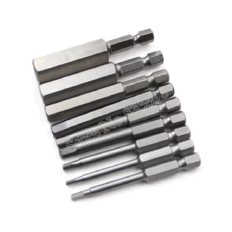 9Pcs 65mm 1/4 Inch Hex Shank Magnetic Hex Head Screwdriver Bits S2 alloy steel Electric screwdriver Bits H2 H3 H4 H5 H6 H8 H10