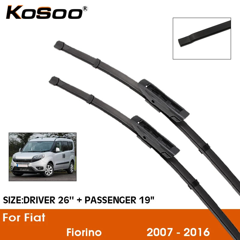 Car Wiper Blade For FIAT Fiorino 2007-2016 Windshield Rubber Silicon Refill Front Window Wiper 26