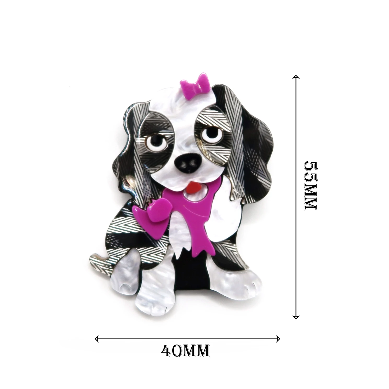 YAOLOGE New Arrival High Quality Acrylic Material Color Blocking Splicing  Puppy Brooch Women's Fashion Party Dog Badge