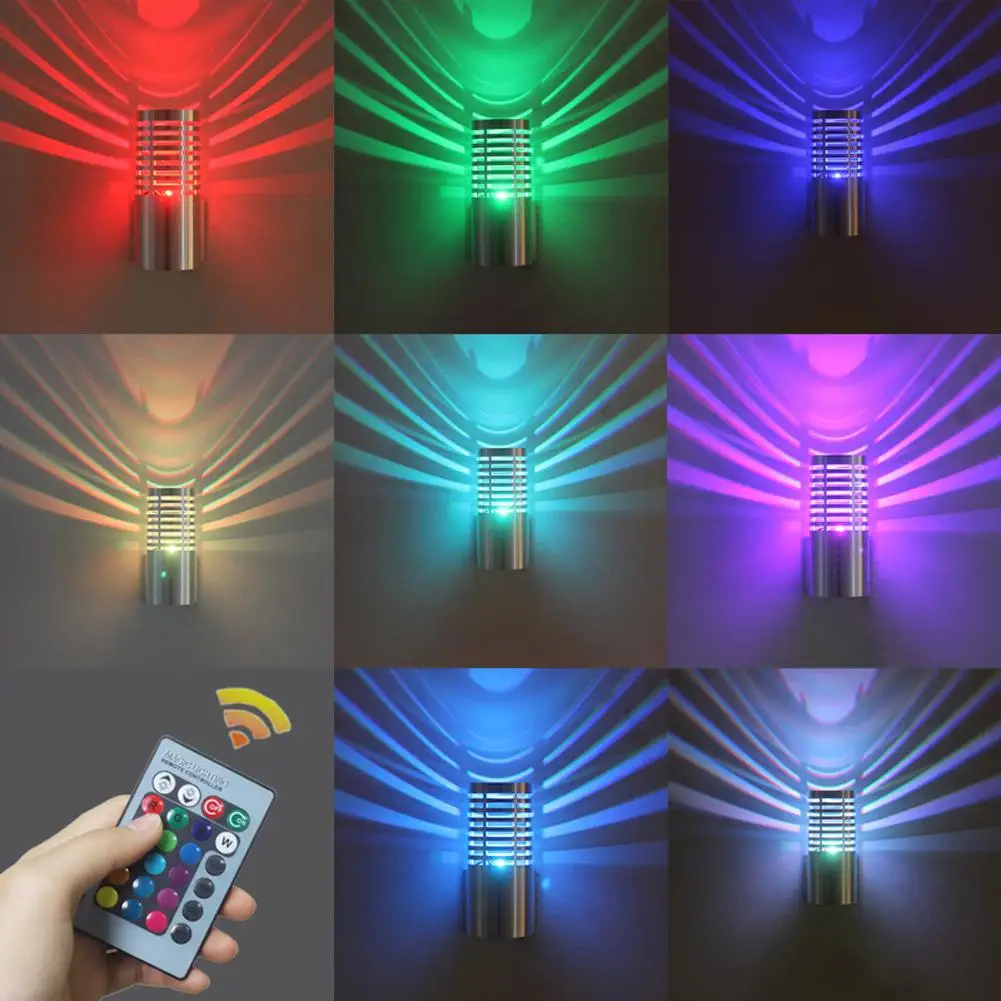 

3W Rgb Led Wall Light Colorful Decorative Wall-Mounted Light With Remote Control Outdoor Porch Light For Bedroom Living Room