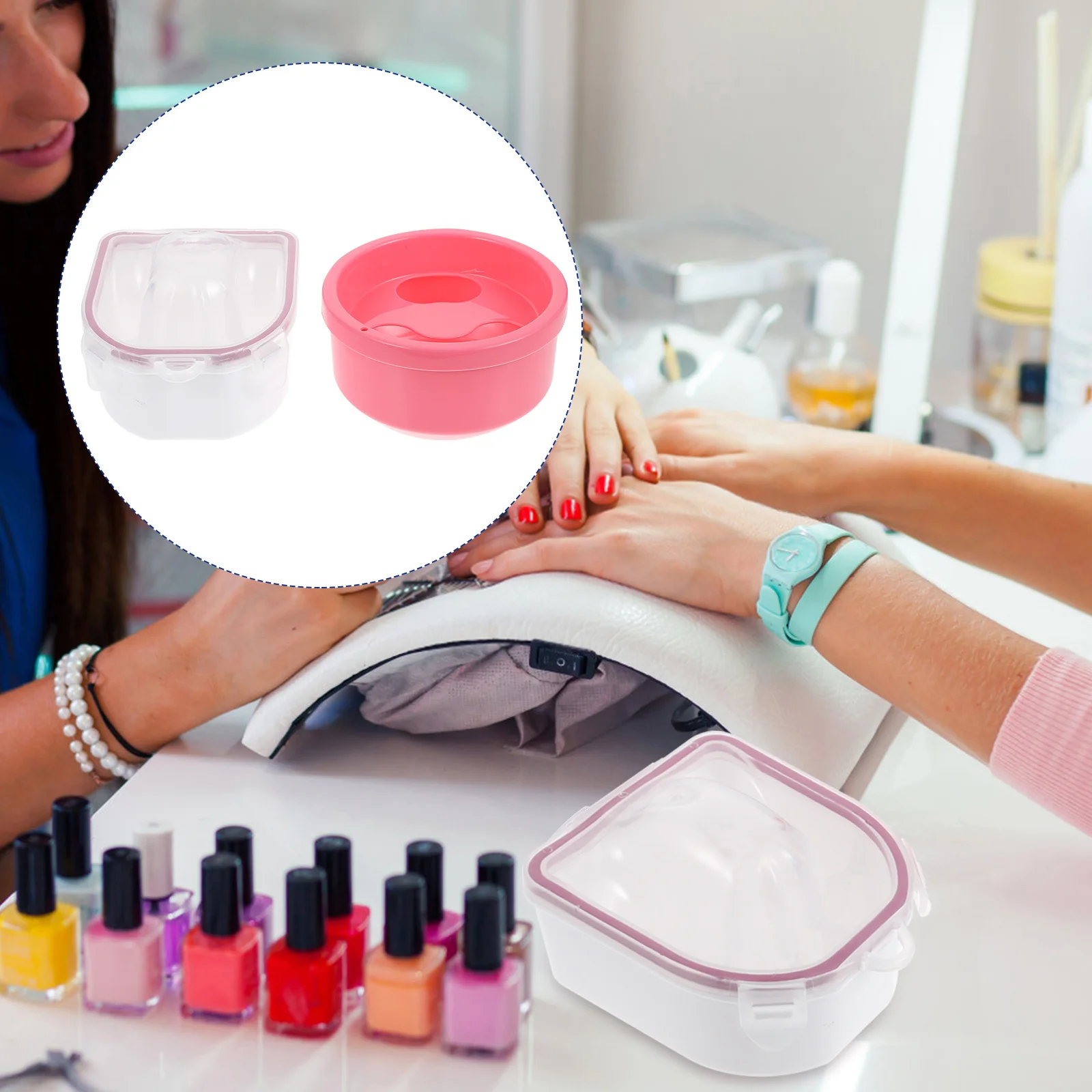 

2 шт., миски для замачивания ногтей, миски для маникюра, ручной ванны, безопасный небьющийся материал для удаления цвета ногтей, питательный салон для кутикулы