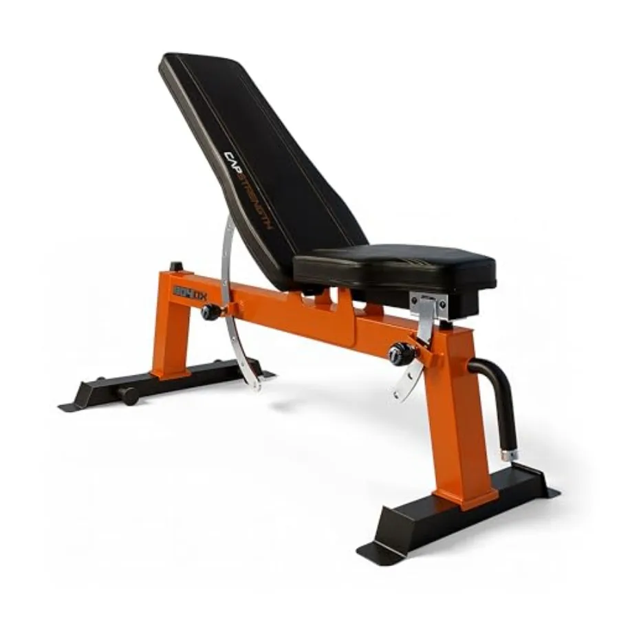 

Deluxe Utility Weight Bench for home gym use steel frame black/red/blue adjustable backrest and seat