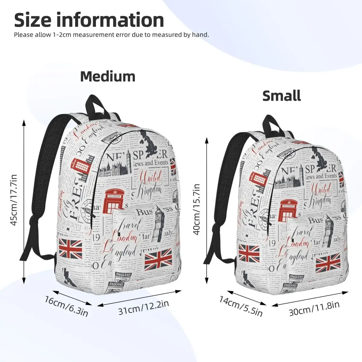 Union Jack drapeau du royaume-uni adolescent sac à dos sport école affaires symboles britanniques de londres sac à dos ordinateu