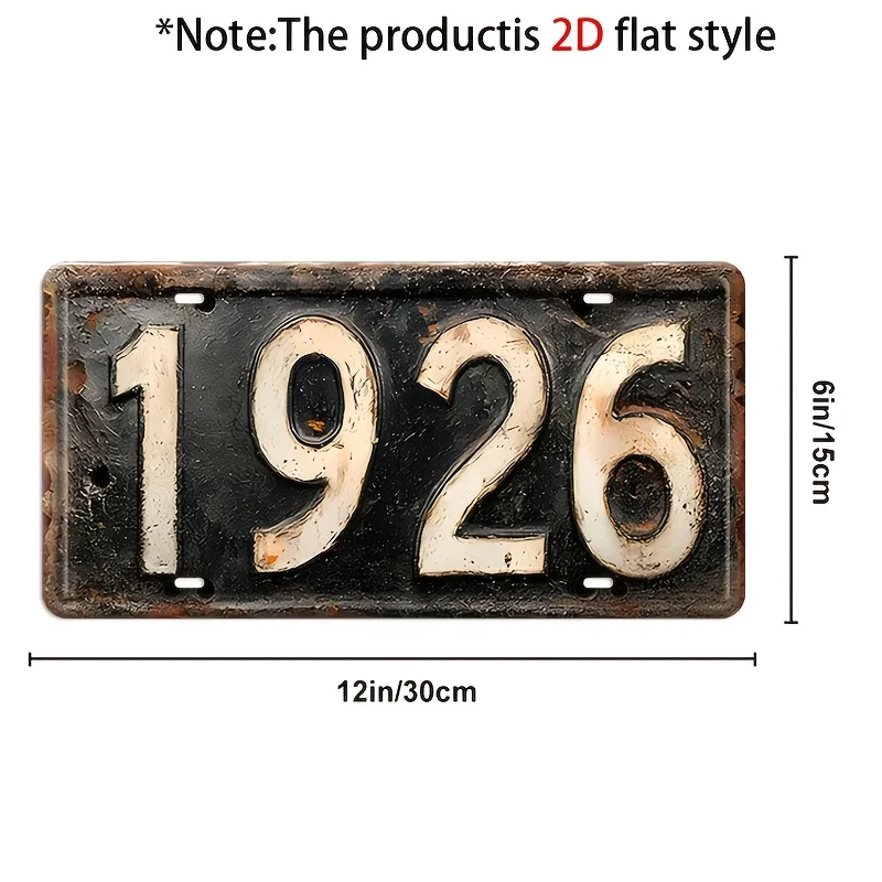 Vintage 1926 Retro Year Commemorative 2D Flat Printed Aluminum Metal Painting High Definition Clear Print Bend Resistant Durable