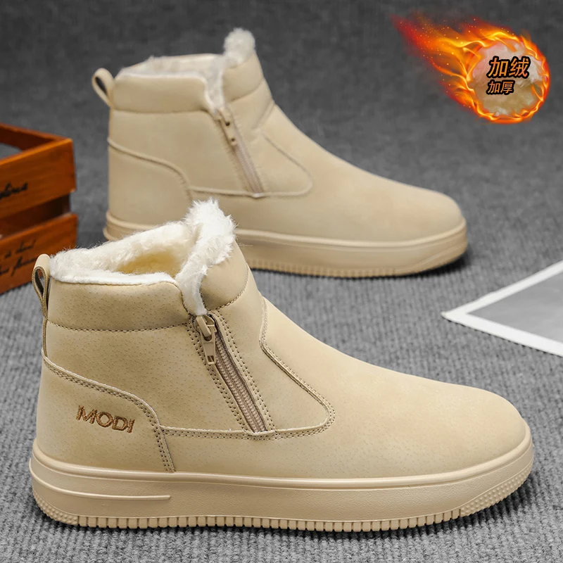 Versatile Slip on Fleece Lined Boots Cushion Reduce Foot Strain, Skid Proof Waterproof Base Light Warm Winter Daily Match