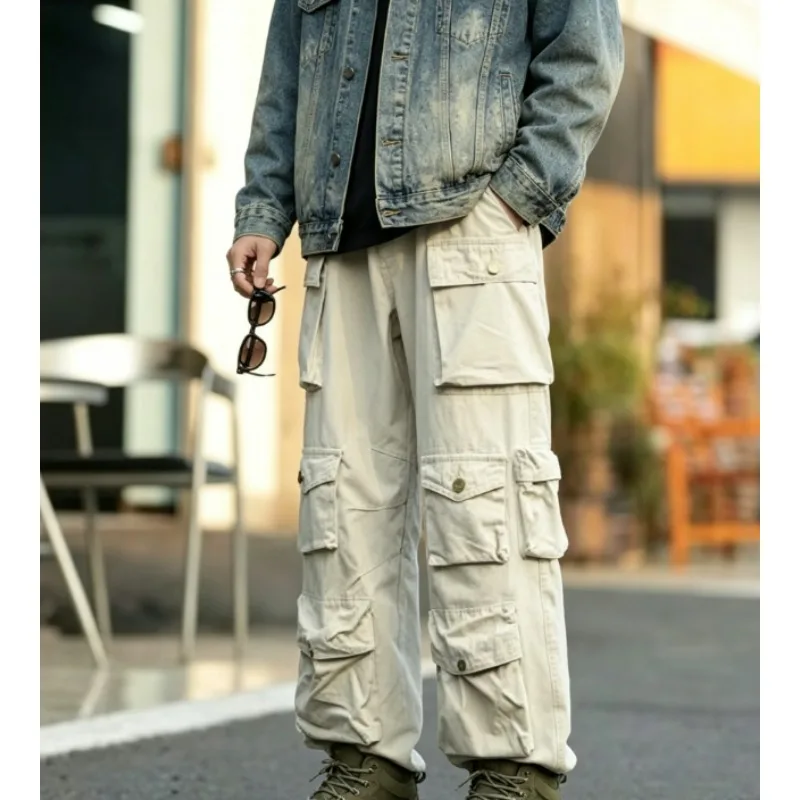 Men's Retro Casual Pants Loose Outdoor Sports Cycling Hiking Camping Travel Home Daily Men's Multi Pocket Work Clothes Pants