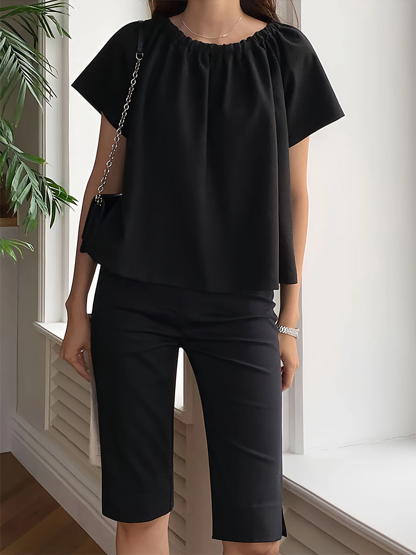 Black High Waist Suit Pants Women's Summer Drape Slimming Casual Trousers Commute High-End Feeling Split Mid-Pants