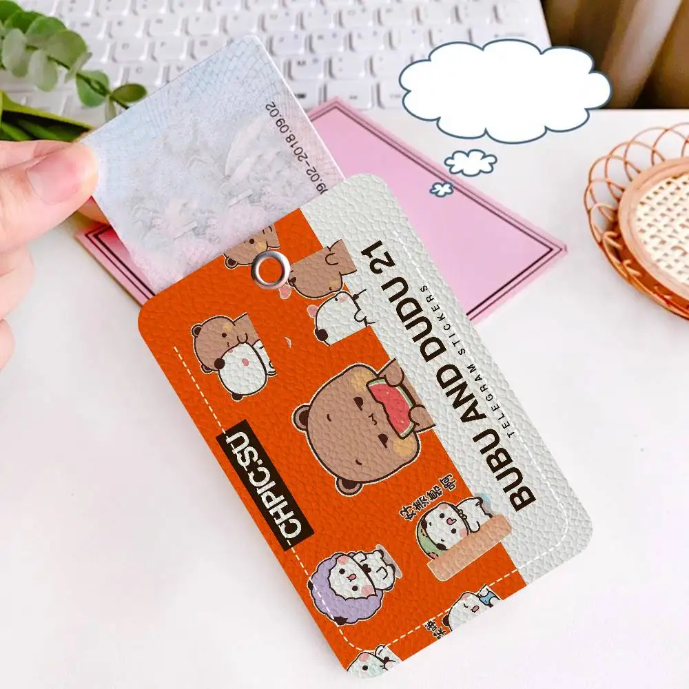 DUDU و BUBU 1 قطعة بولي Leather حامل بطاقة جلدية المفاتيح حلقة رئيسية قفل الباب الوصول العلامات بطاقة الهوية حافظة المفاتيح بطاقة #5