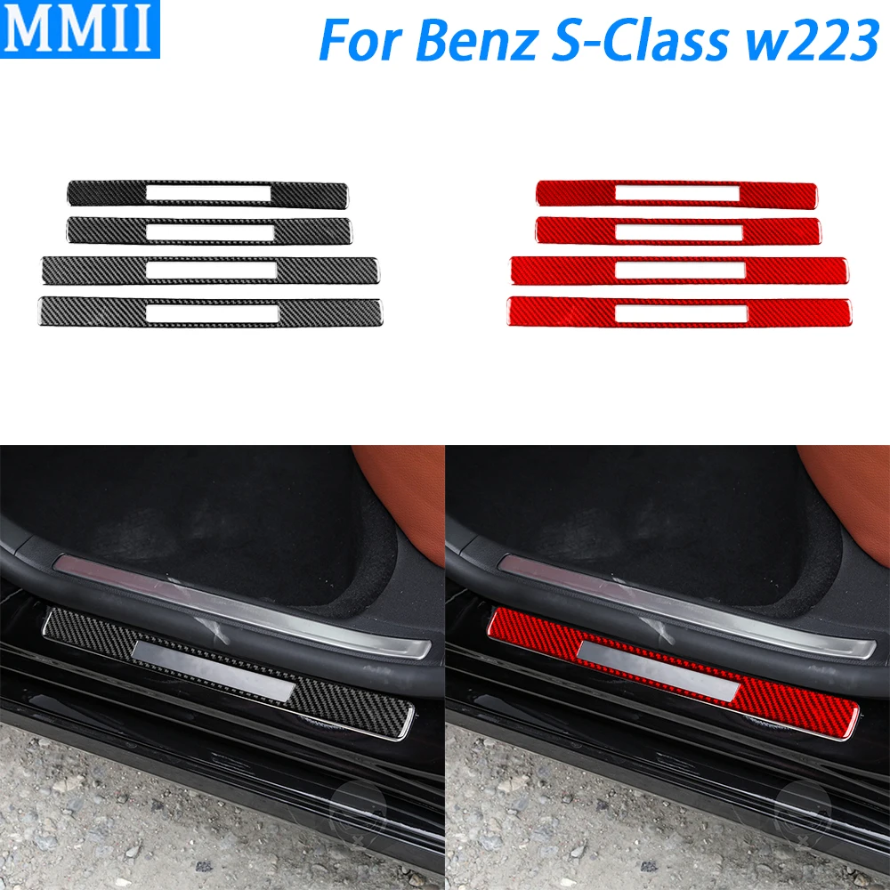 

For Benz S-Class W223 2021-2024 Carbon Fiber Exterior Door Sill Panel Trim Strips Car Interior Decoration Accessories Sticker