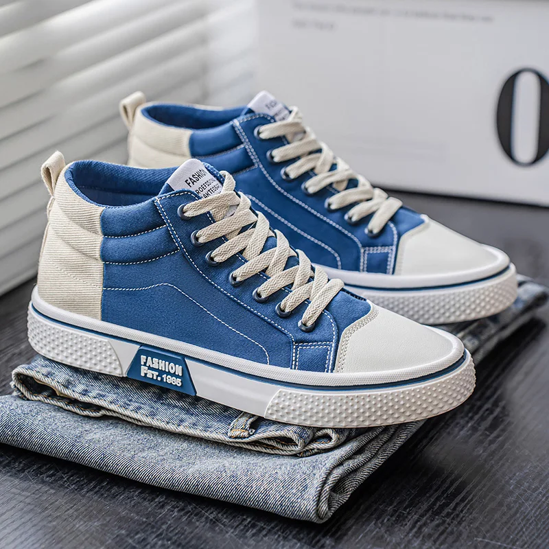 

New Mid-Top Men's Casual Canvas Shoes Preppy Style Four Seasons Comfortable Flats