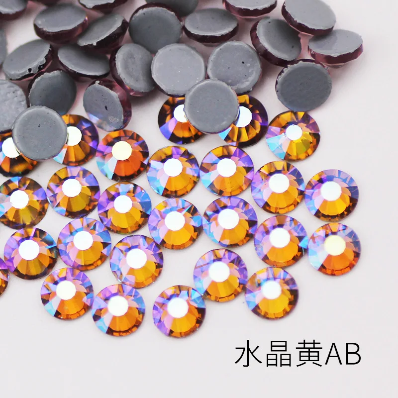 SS4-SS30 Ligth Colordo Topaz AB Better DMC Hot Fix Flatback Rhinestones Glass Strass Hotfix Iron on Sewing Fabric Decorations