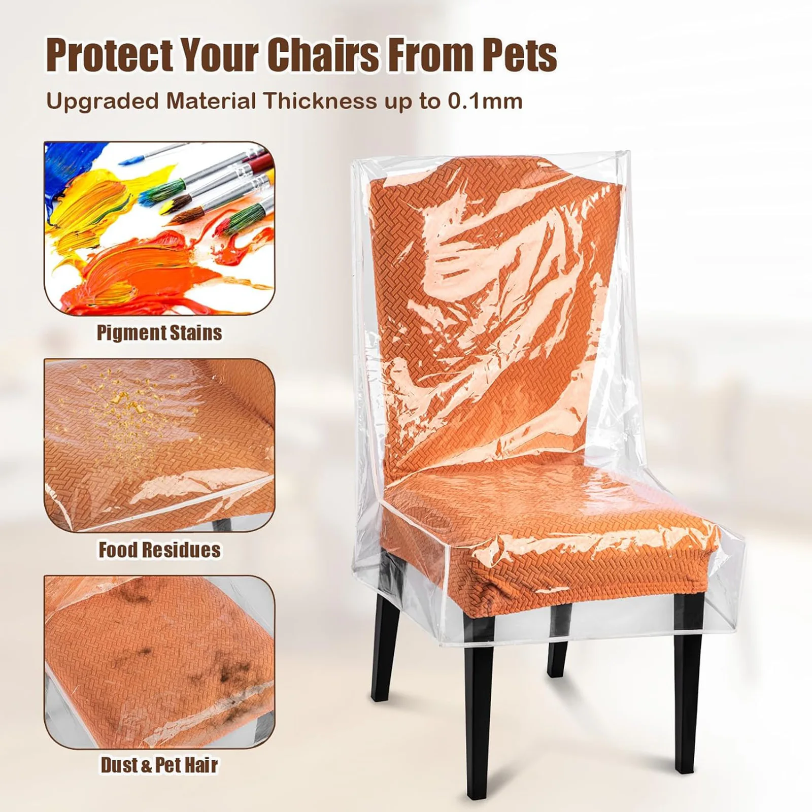 

Чехлы на стулья из ПВХ, универсальные водонепроницаемые эластичные обеденные нескользящие защитные чехлы для сидений для дома, кухни, ресторана