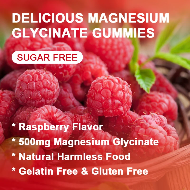 Catfit Glycine Magnesium&raspberry Gummy Vitamin D B6 Cognitive Mood Health Deep Sleep Sugar Free Magnesium Supplement