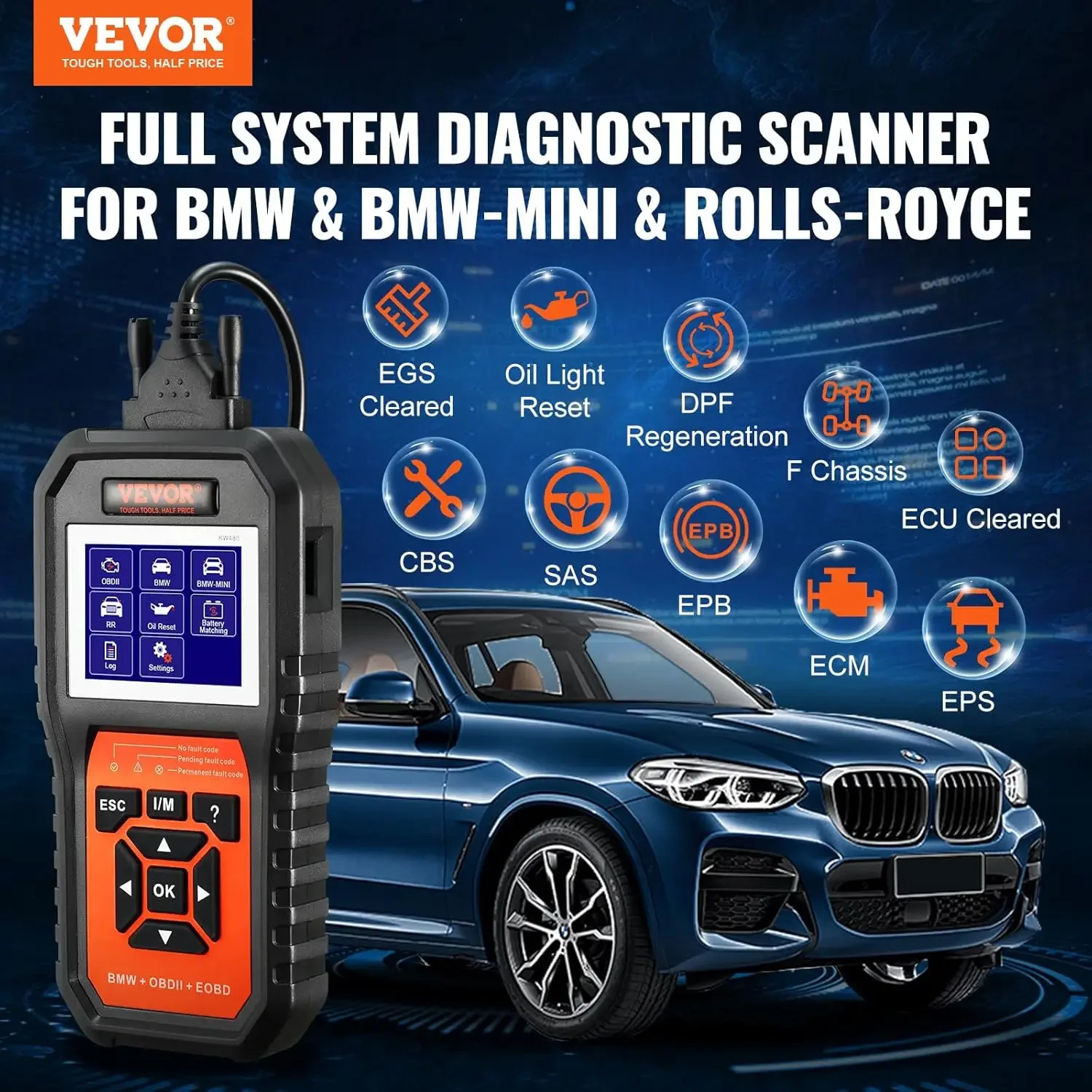 BMW OBD2 Scanner Diagnostic Tool, for BMW/Mini/Rolls-Royce, Full System Diagnostic Scan Tool, 12 Special Functions