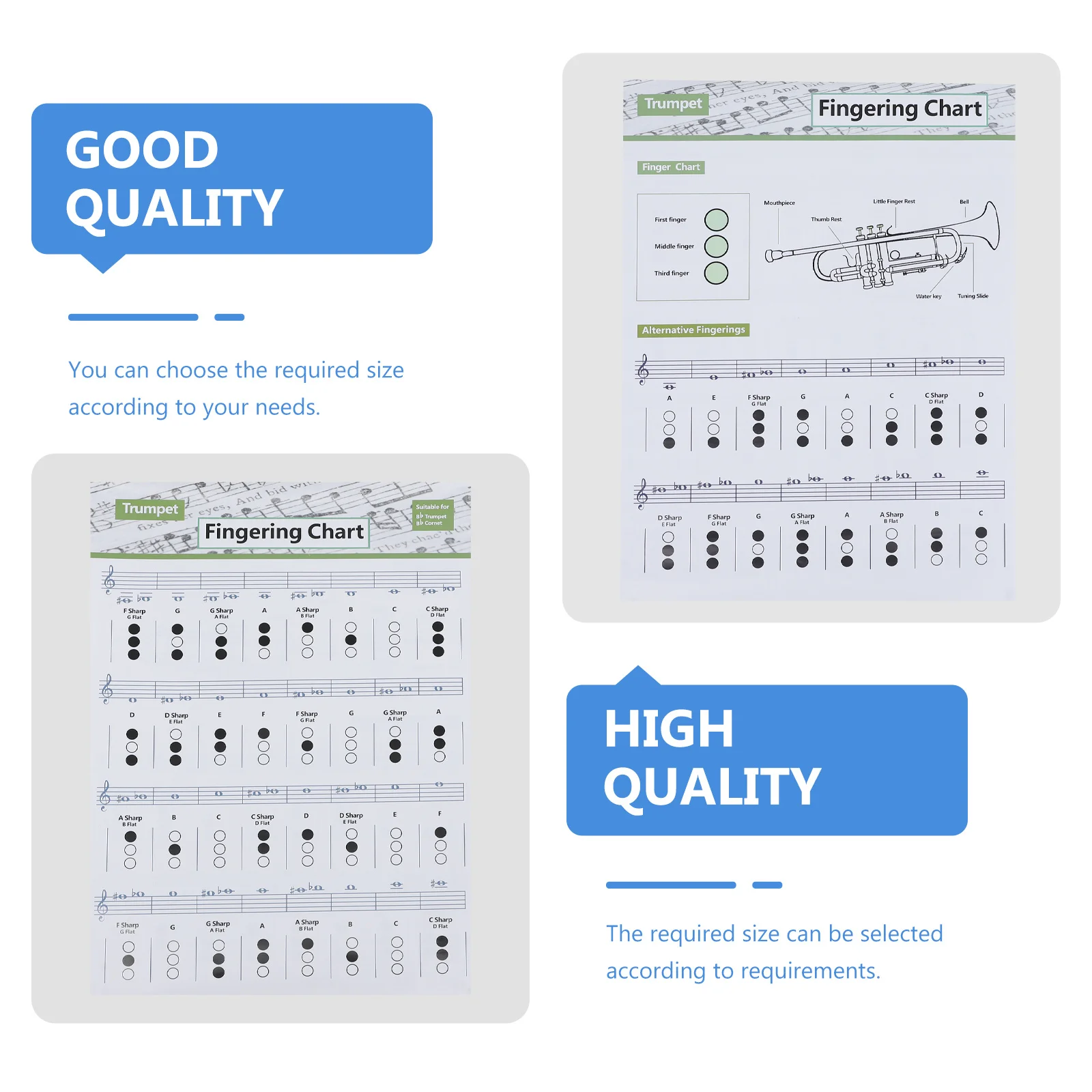 

1pc Trumpet Chord Chart Coated Paper Assorted Color Clear Printing Bright Colors Practice Chart For Beginners Wall Poster