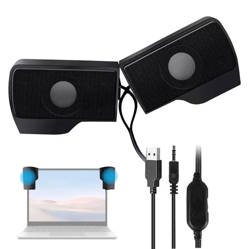 Portable Mini USB Stereo Speaker Notebook Laptop Computer PC Screen Clip-on Music Player Multimedia Soundbar PC Laptop Speaker