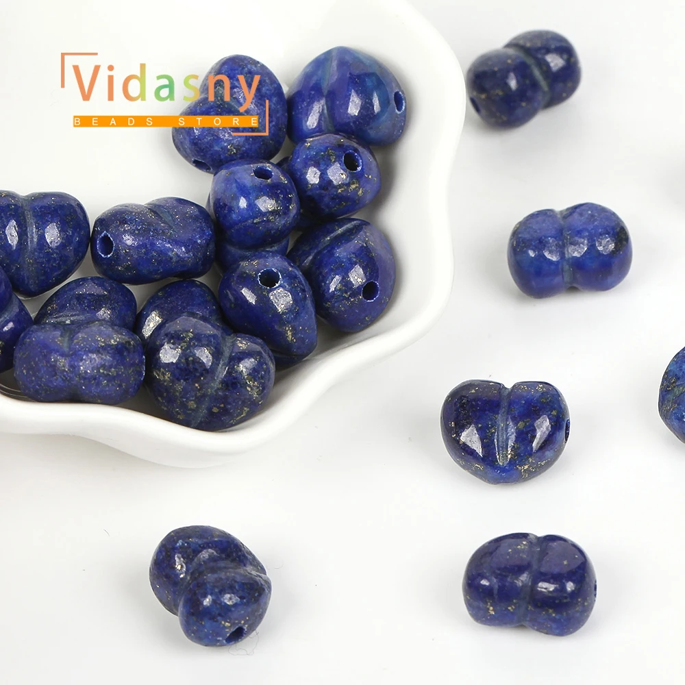13 mm, 5 Stück, Naturstein, Lapis Lazuli, pfirsichfarbene Herzform, lose Abstandsperlen für die Schmuckherstellung, DIY-Armband, Halskette, Ohrringe – Detail 3