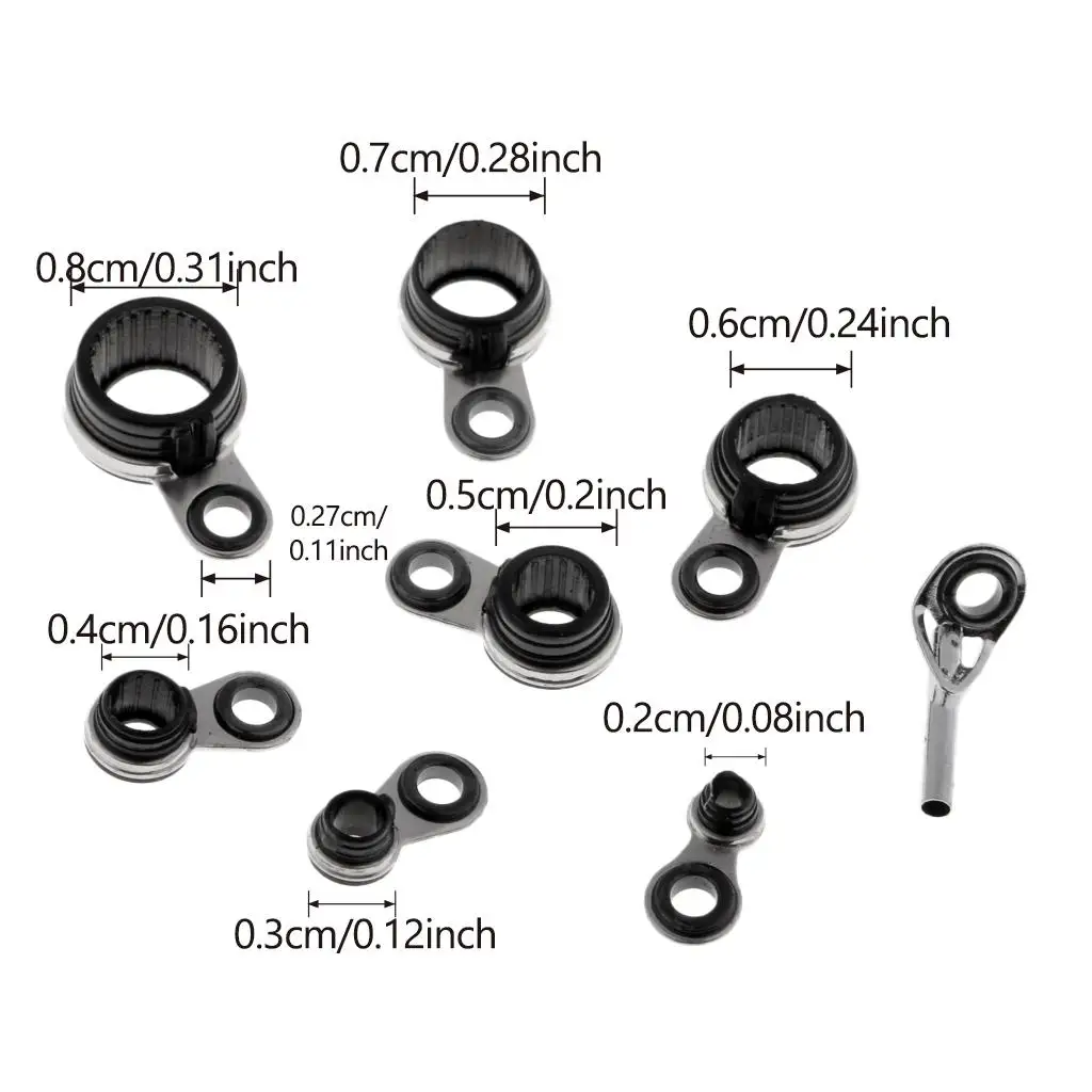 Universal Fishing Rod Guide Rings Silicone Ceramic Tip Top Rod Building Repair Set for Shore Casting Use